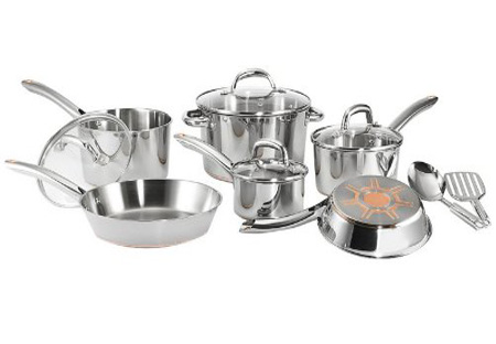 T-fal Stainless Steel Cookware Set, Pots and Pans with Copper-Bottom, –  cainei